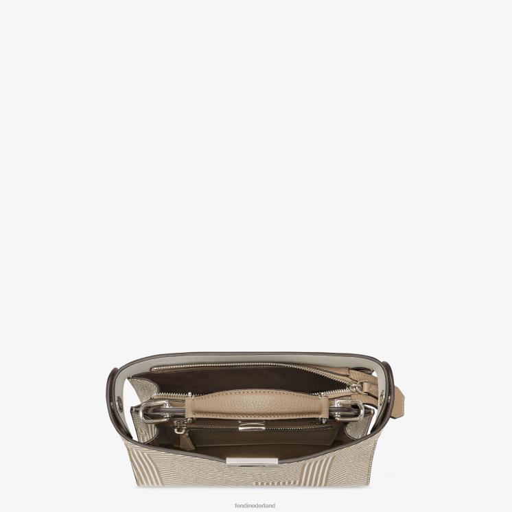 Heren accessoires Fendi 0J62L1820 tweekleurige leren tas met print beige