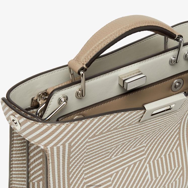 Heren accessoires Fendi 0J62L1820 tweekleurige leren tas met print beige