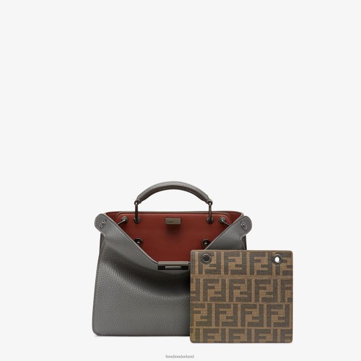 Heren accessoires Fendi 0J62L1824 Kiekeboe iseeu mini leren tasje grijs