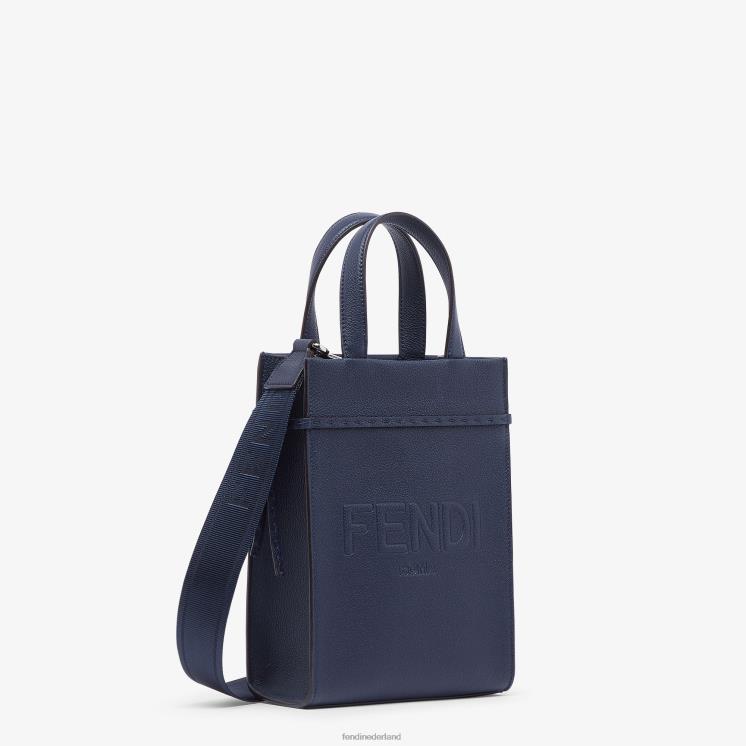 Heren accessoires Fendi 0J62L1826 mini go to shopper leren tas blauw