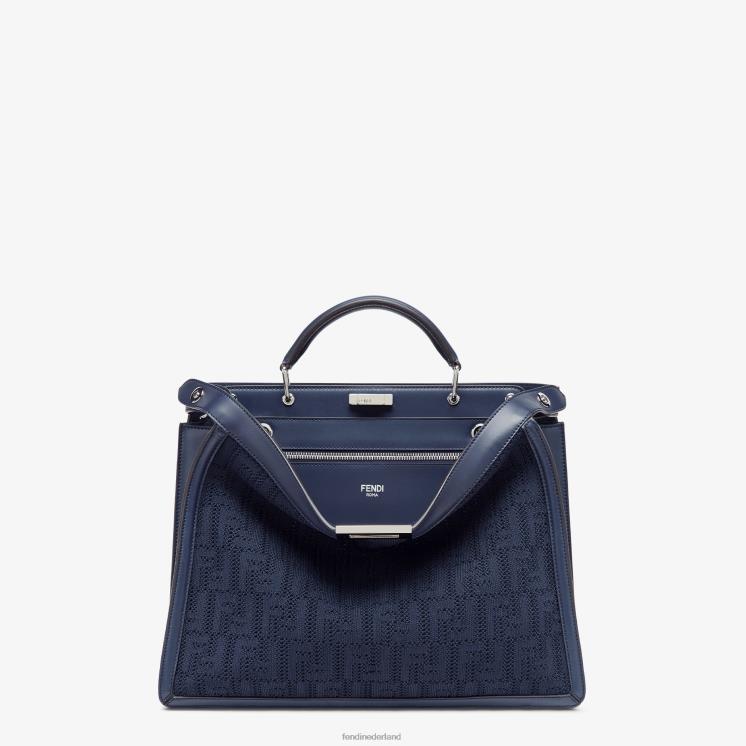 Heren accessoires Fendi 0J62L1831 ff gebreide en leren tas blauw