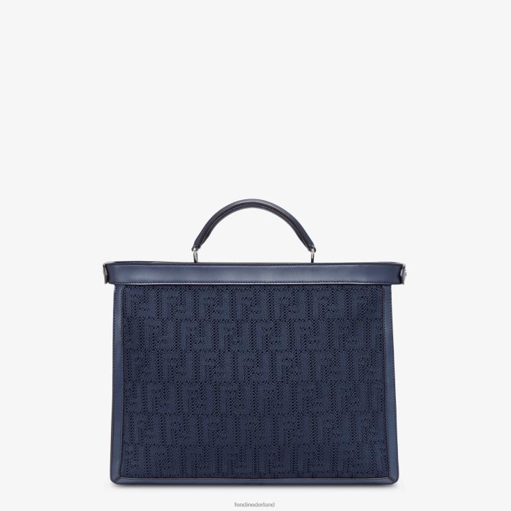 Heren accessoires Fendi 0J62L1831 ff gebreide en leren tas blauw