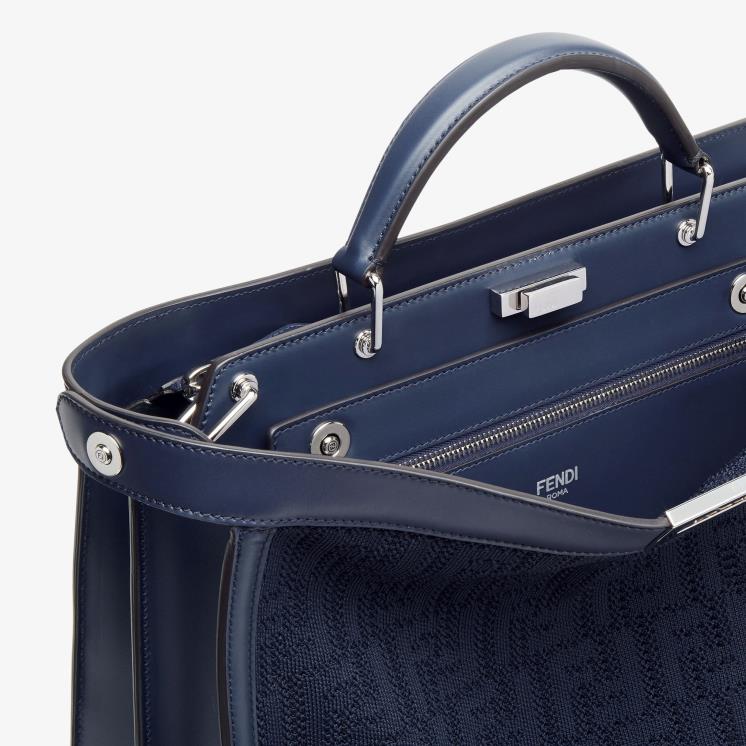 Heren accessoires Fendi 0J62L1831 ff gebreide en leren tas blauw