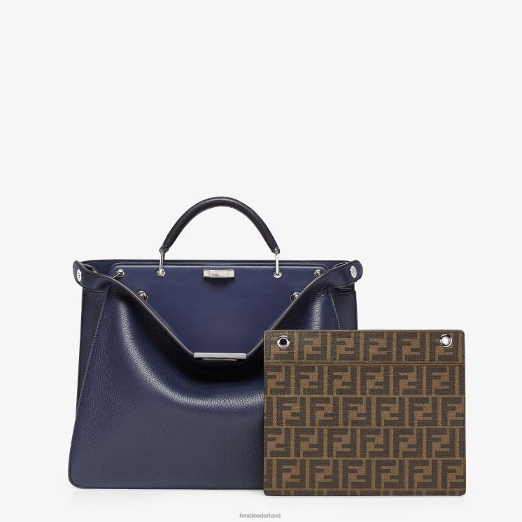 Heren accessoires Fendi 0J62L1833 Kiekeboe iseeu middelgrote leren tas blauw