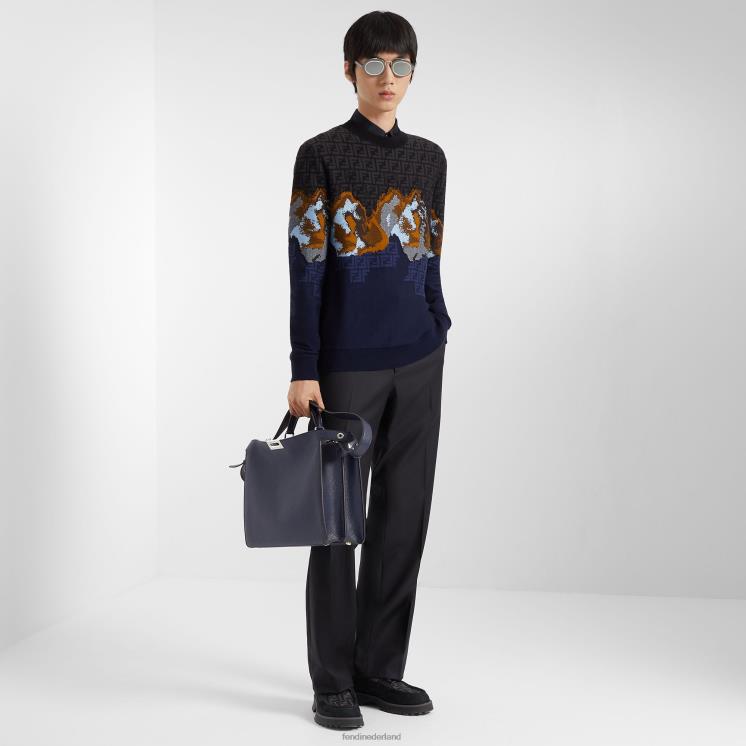 Heren accessoires Fendi 0J62L1833 Kiekeboe iseeu middelgrote leren tas blauw