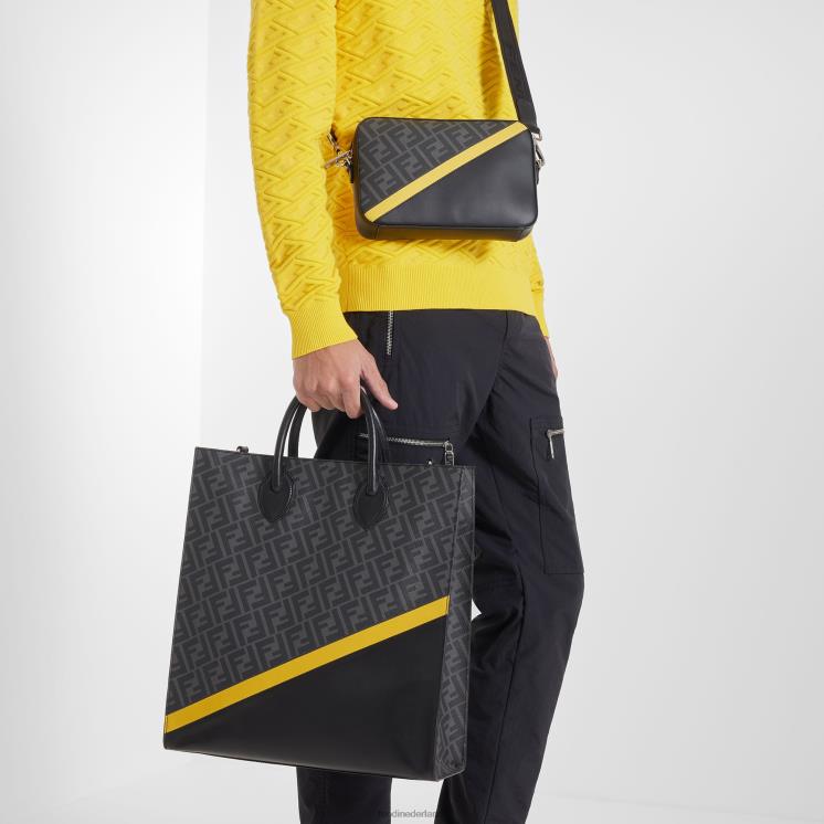 Heren accessoires Fendi 0J62L1843 tas van leer en ff stof zwart