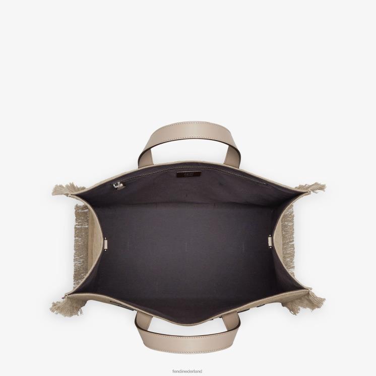 Heren accessoires Fendi 0J62L1847 ff stoffen tasje met franjes beige