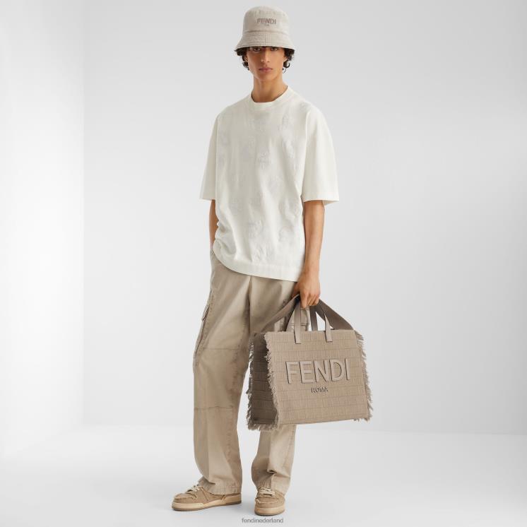 Heren accessoires Fendi 0J62L1847 ff stoffen tasje met franjes beige