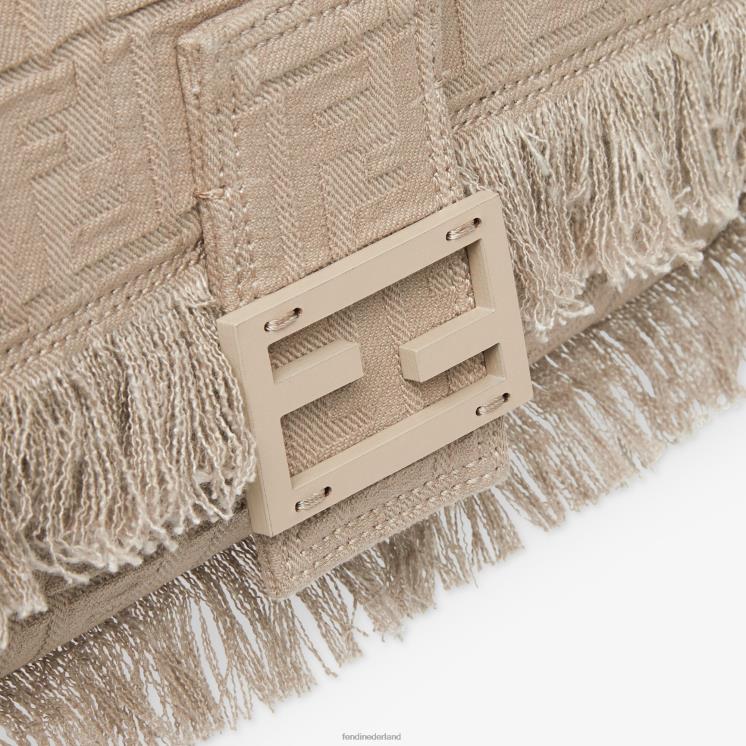 Heren accessoires Fendi 0J62L1848 ff stoffen tasje met franjes beige
