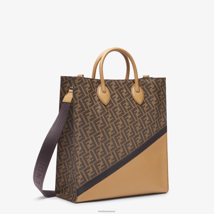 Heren accessoires Fendi 0J62L1854 tas van leer en ff stof bruin