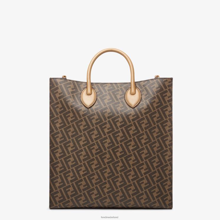 Heren accessoires Fendi 0J62L1854 tas van leer en ff stof bruin