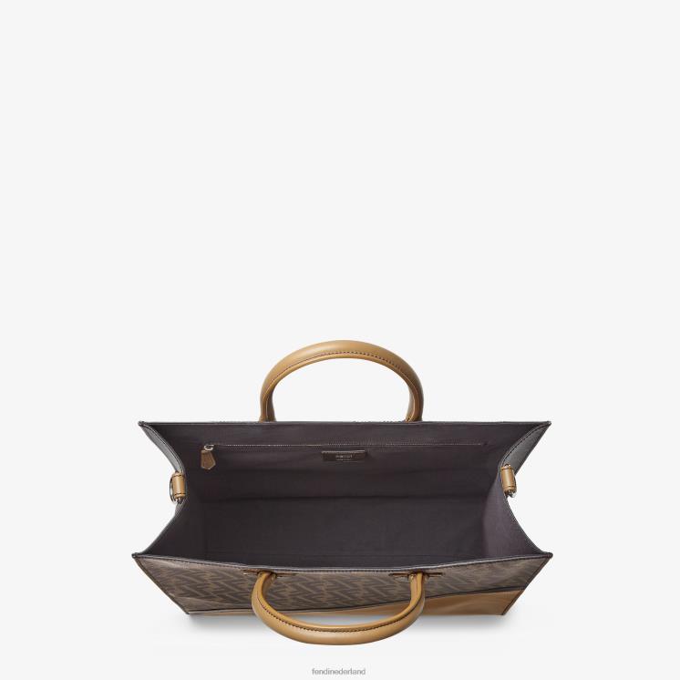 Heren accessoires Fendi 0J62L1854 tas van leer en ff stof bruin