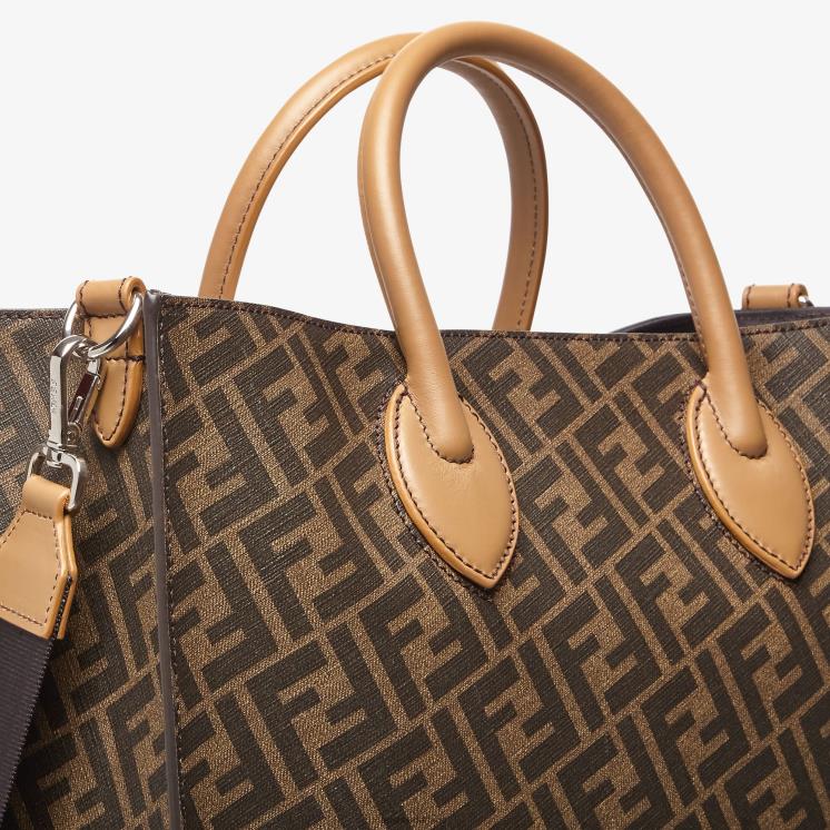 Heren accessoires Fendi 0J62L1854 tas van leer en ff stof bruin