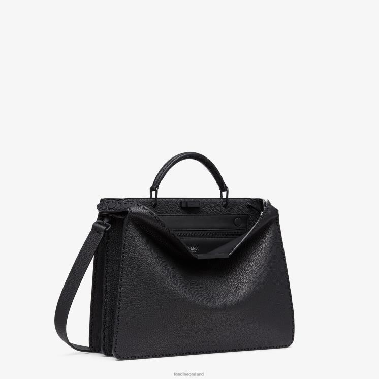 Heren accessoires Fendi 0J62L1900 Kiekeboe iseeu middelgrote leren tas zwart