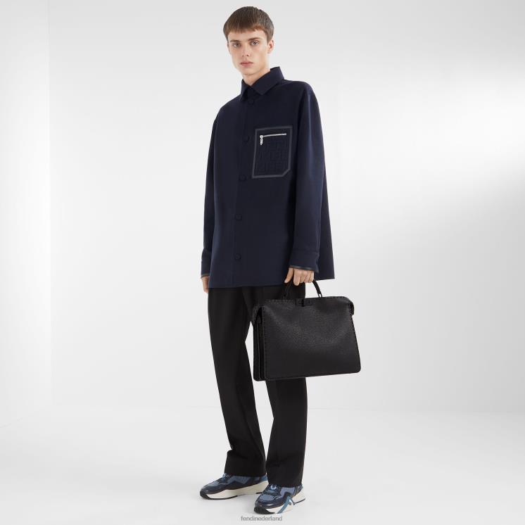 Heren accessoires Fendi 0J62L1900 Kiekeboe iseeu middelgrote leren tas zwart