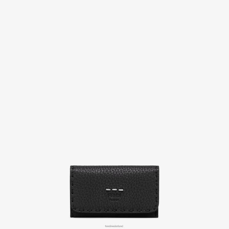 Heren accessoires Fendi 0J62L2573 leren sleutelhangerzakje zwart