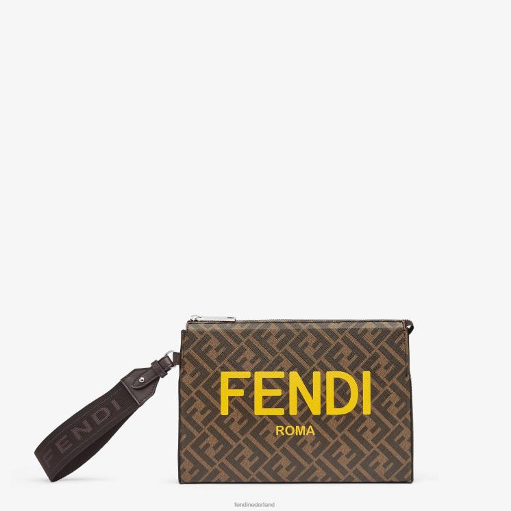 Heren accessoires Fendi 0J62L2636 ff stoffen tasje bruin