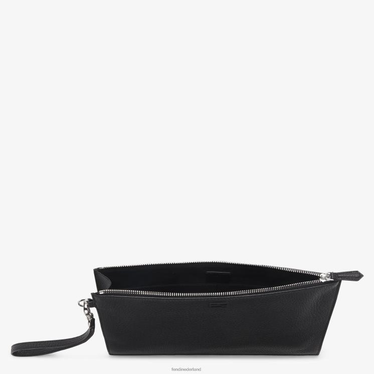 Heren accessoires Fendi 0J62L2664 leren tas met plat zakje zwart