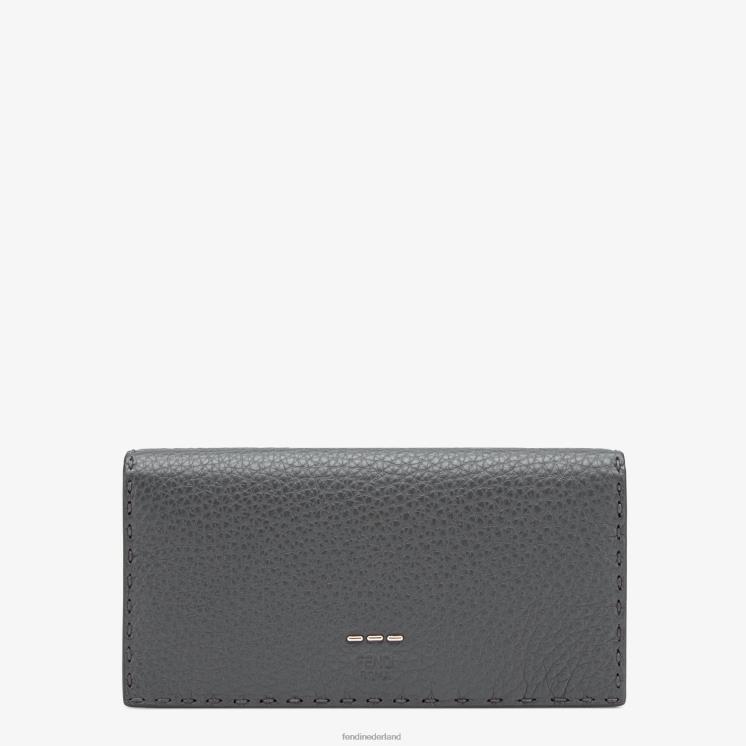 Heren accessoires Fendi 0J62L2682 continentaal in Romeins leer grijs