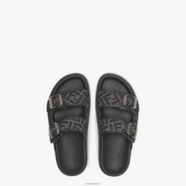 Heren schoenen Fendi 0J62L2225 Sandalen van leer en stof zwart