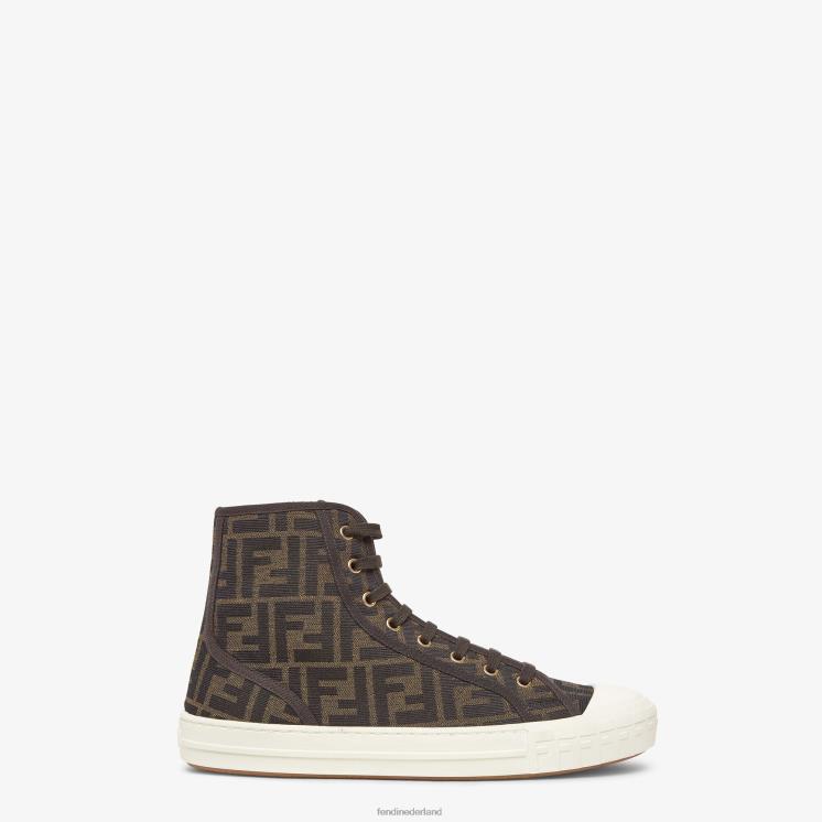 Heren schoenen Fendi 0J62L2296 canvas hoge tops bruin