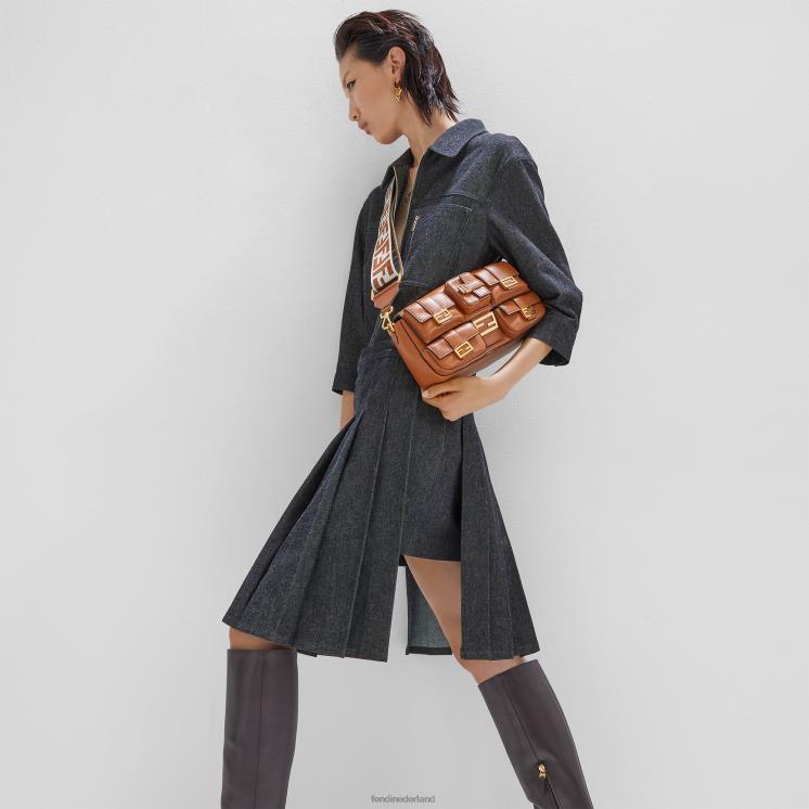 vrouwen accessoires Fendi 0J62L41 omkeerbare schouderband van geweven materiaal bruin