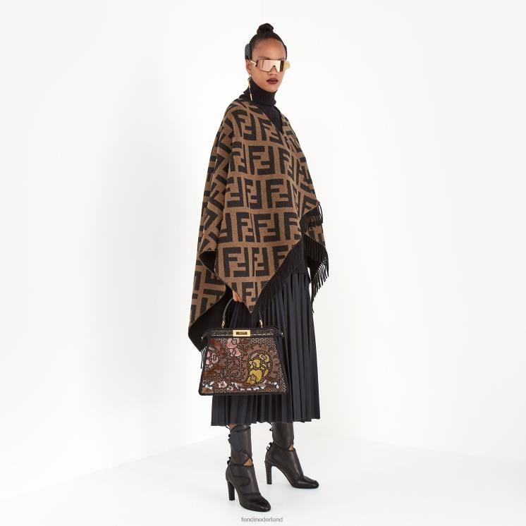 vrouwen accessoires Fendi 0J62L272 poncho van wol en kasjmier veelkleurig