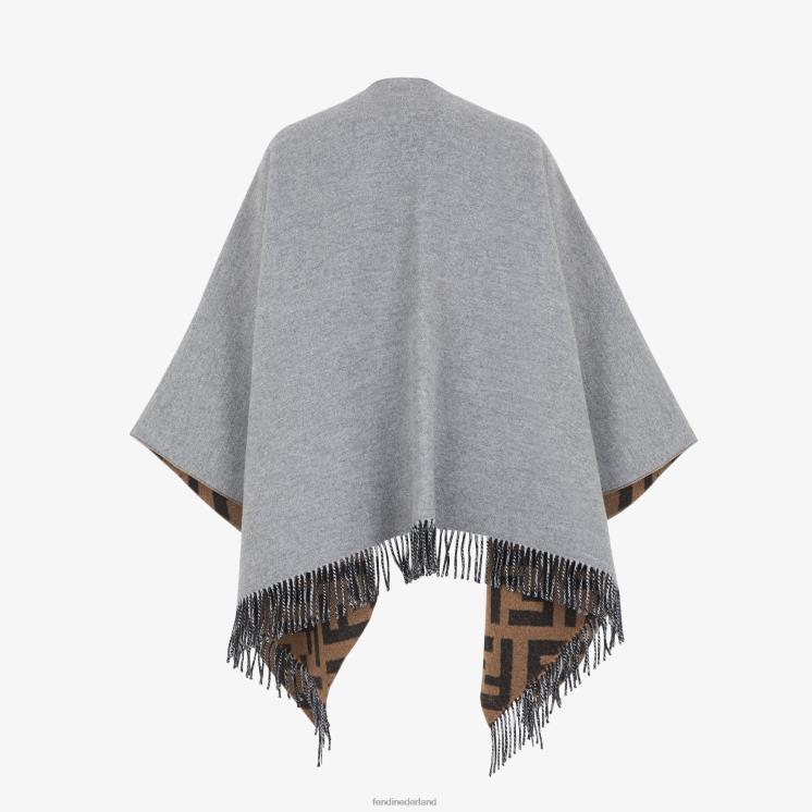 vrouwen accessoires Fendi 0J62L273 poncho van wol en kasjmier grijs