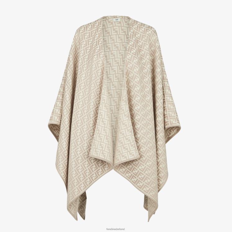 vrouwen accessoires Fendi 0J62L53 poncho van wol en zijde beige