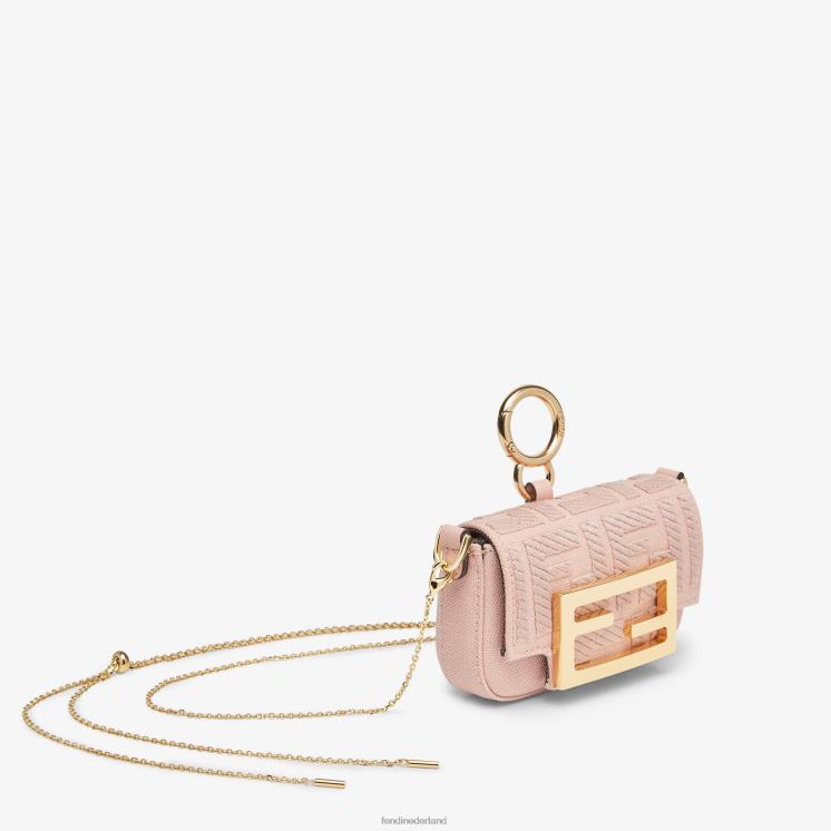 vrouwen accessoires Fendi 0J62L292 canvas bedel met ff borduursel roze