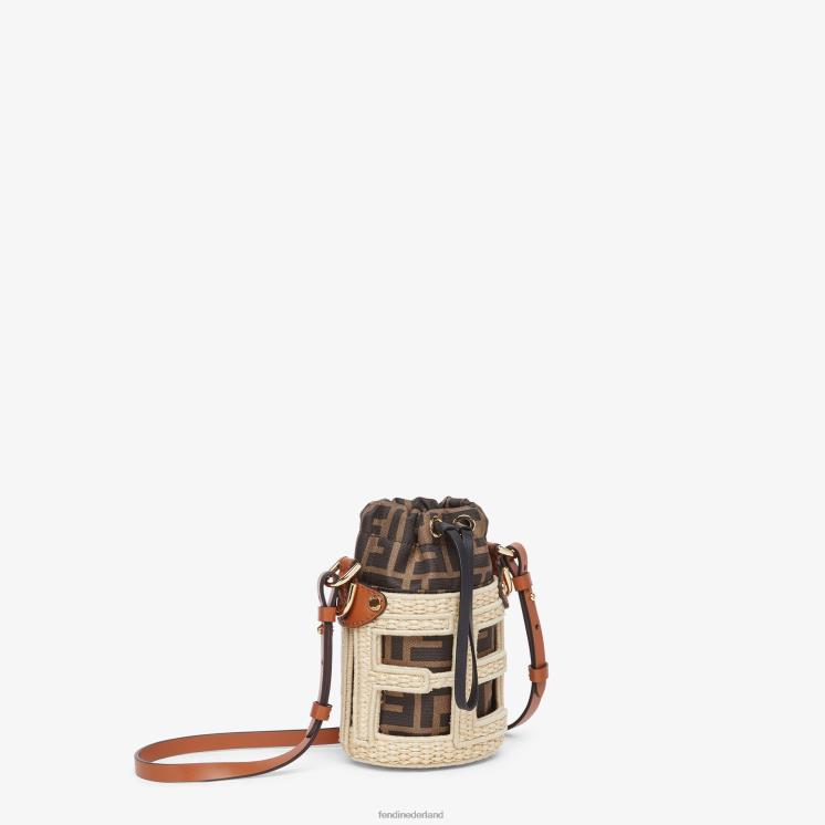 vrouwen accessoires Fendi 0J62L83 ff-emmertas van stof en natuurlijk stro beige
