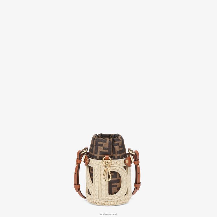 vrouwen accessoires Fendi 0J62L83 ff-emmertas van stof en natuurlijk stro beige