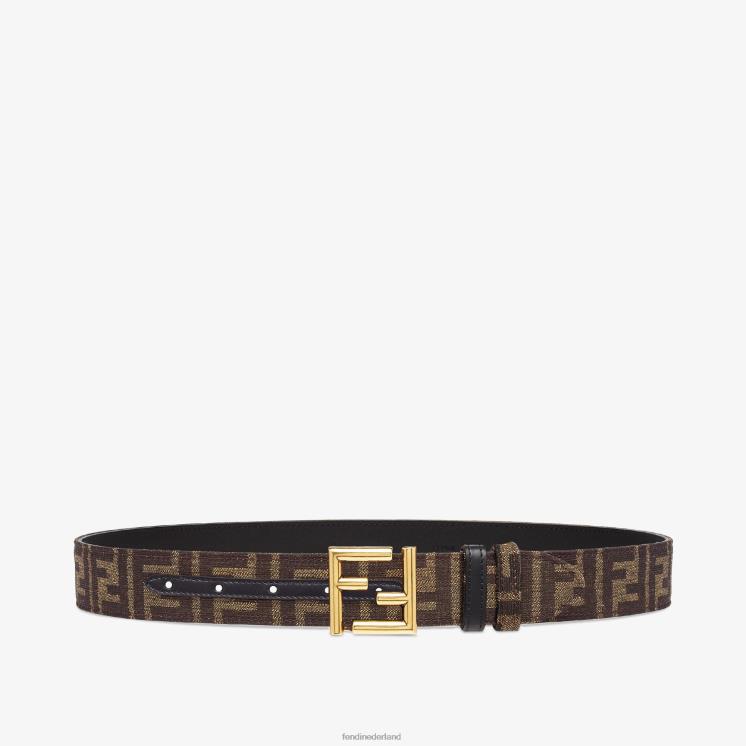 vrouwen accessoires Fendi 0J62L59 Omkeerbare riem van leer en ff-stof zwart