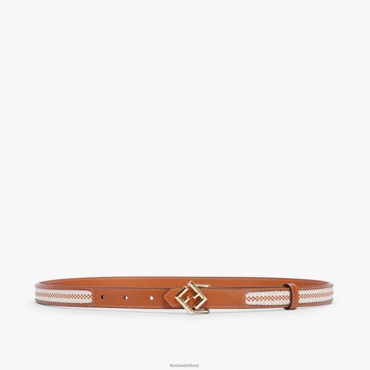vrouwen accessoires Fendi 0J62L97 Omkeerbare riem van canvas en leer bruin