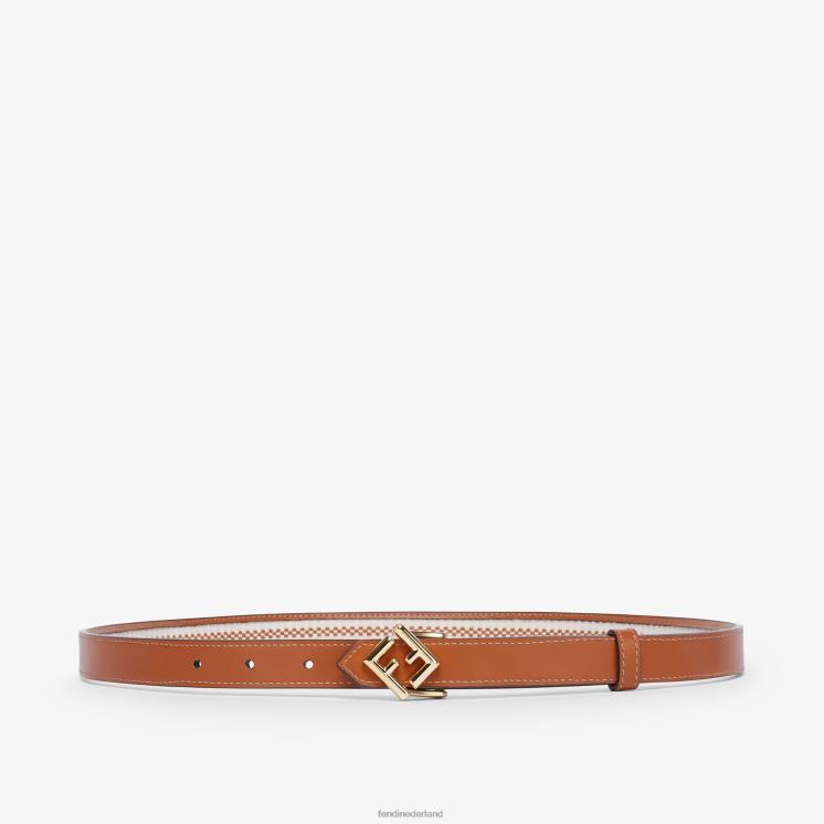 vrouwen accessoires Fendi 0J62L97 Omkeerbare riem van canvas en leer bruin