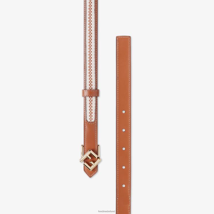 vrouwen accessoires Fendi 0J62L97 Omkeerbare riem van canvas en leer bruin