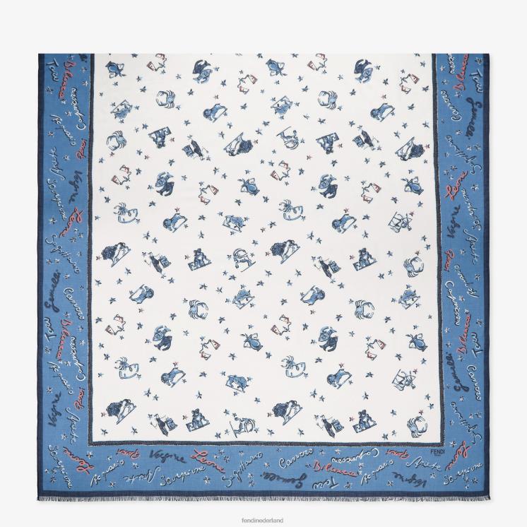 vrouwen accessoires Fendi 0J62L126 zijden stola blauw
