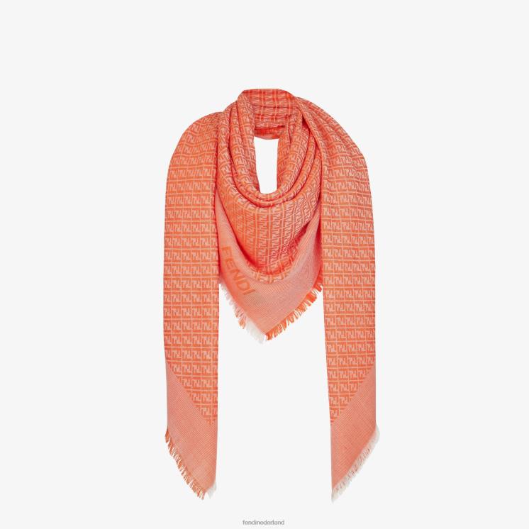 vrouwen accessoires Fendi 0J62L127 zijden en wollen sjaal oranje