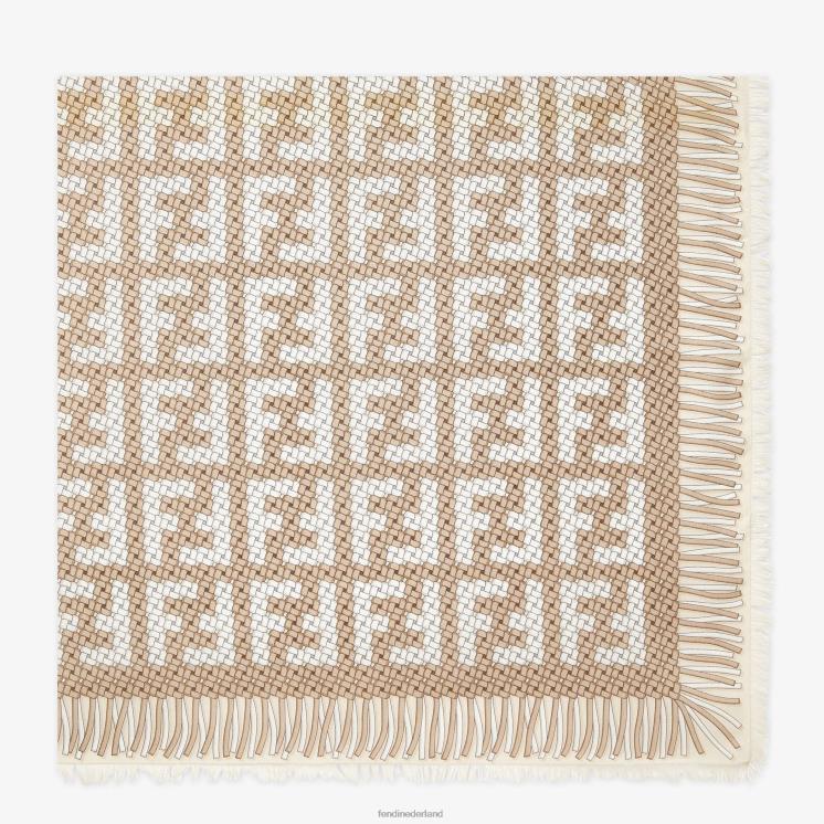 vrouwen accessoires Fendi 0J62L173 modale en zijden sjaal beige
