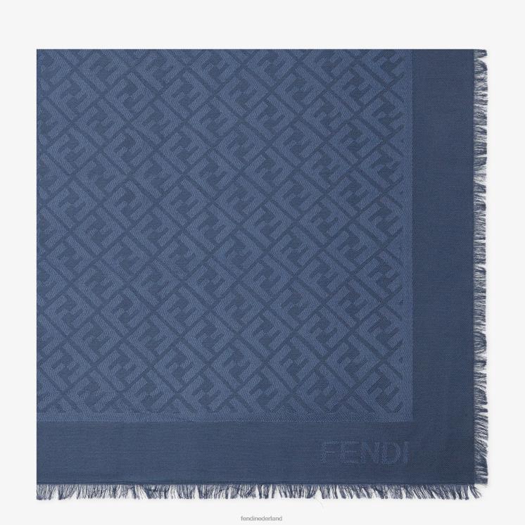 vrouwen accessoires Fendi 0J62L304 sjaal van biologische zijde en wol blauw