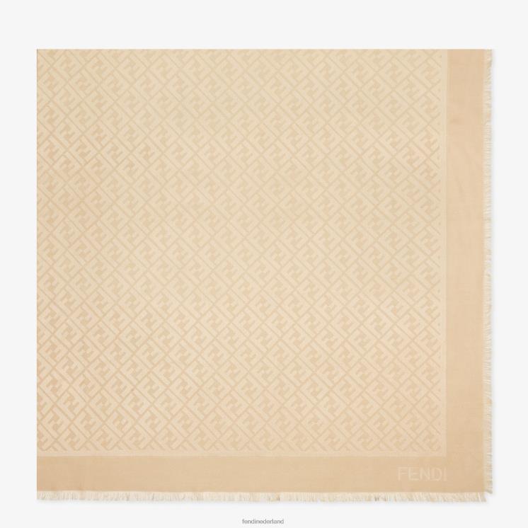 vrouwen accessoires Fendi 0J62L341 sjaal van biologische zijde en wol beige