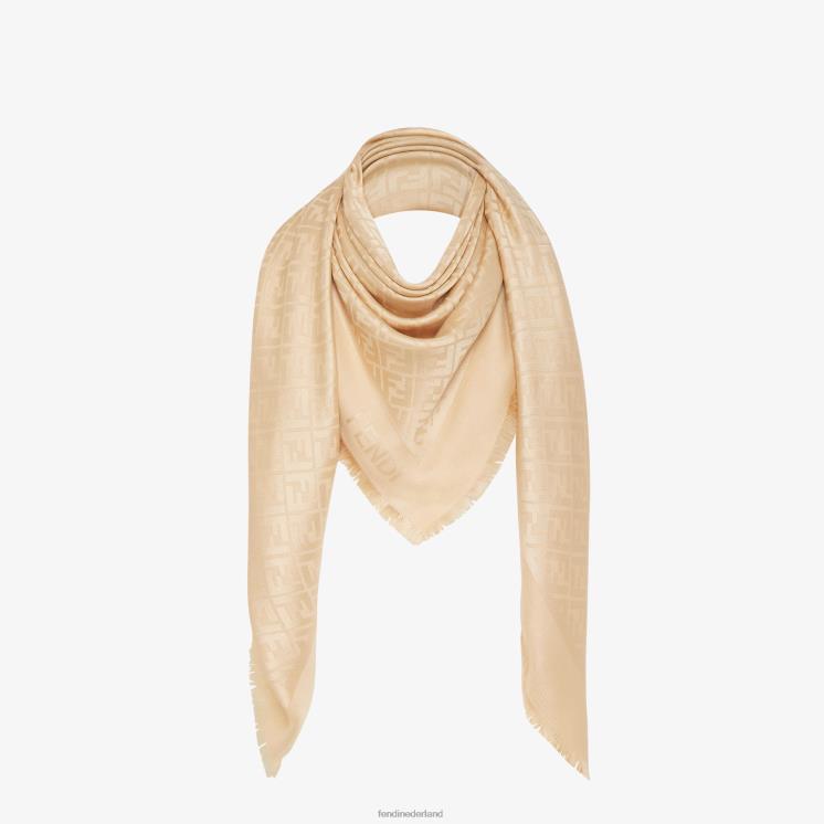 vrouwen accessoires Fendi 0J62L341 sjaal van biologische zijde en wol beige