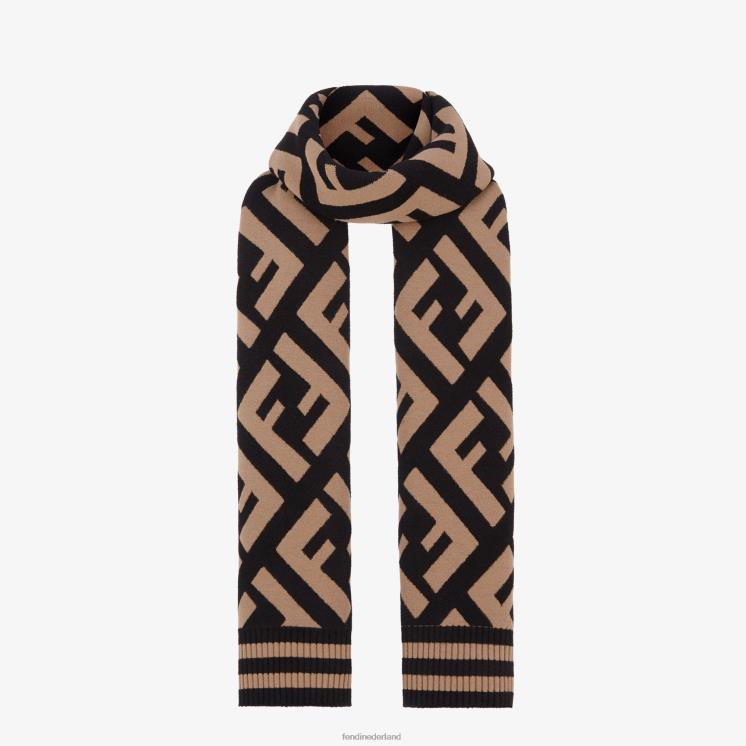 vrouwen accessoires Fendi 0J62L39 sjaal van multiwol en viscose bruin