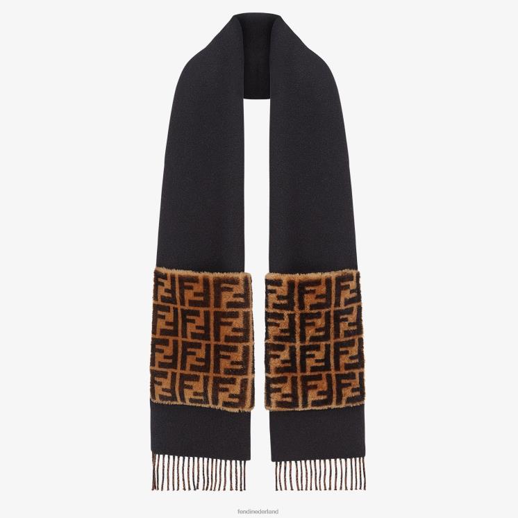 vrouwen accessoires Fendi 0J62L404 sjaal van wol en kasjmier zwart