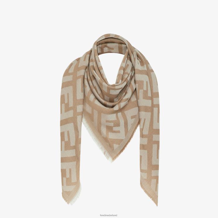 vrouwen accessoires Fendi 0J62L405 sjaal van wol en kasjmier bruin