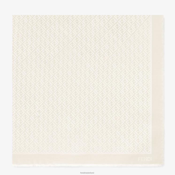vrouwen accessoires Fendi 0J62L456 biologische zijden sjaal ivoor