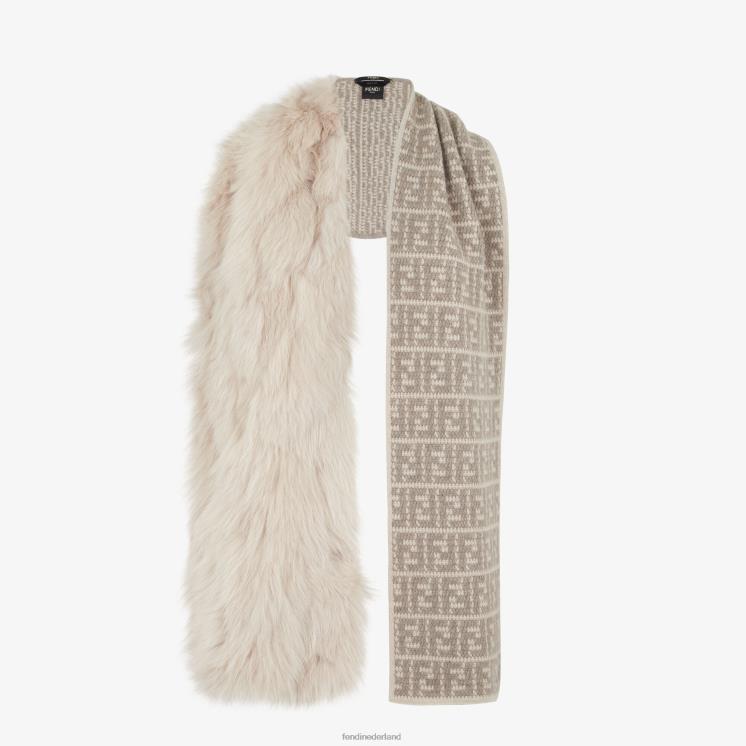 vrouwen accessoires Fendi 0J62L77 Sjaal van nerts en wol wit