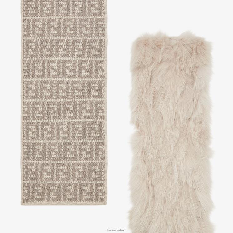 vrouwen accessoires Fendi 0J62L77 Sjaal van nerts en wol wit