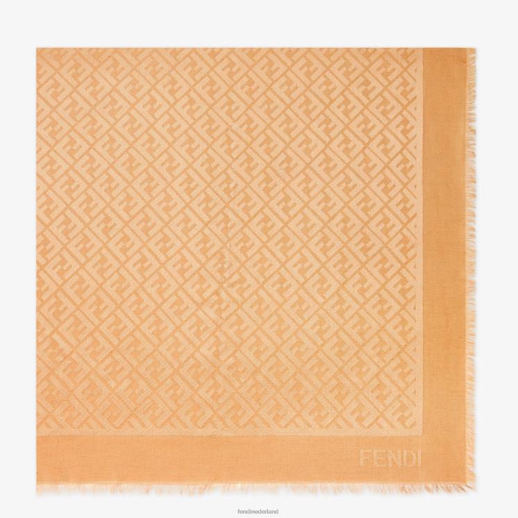 vrouwen accessoires Fendi 0J62L80 Sjaal van karamelzijde en wol beige
