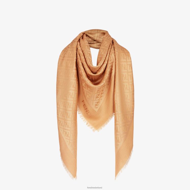 vrouwen accessoires Fendi 0J62L80 Sjaal van karamelzijde en wol beige